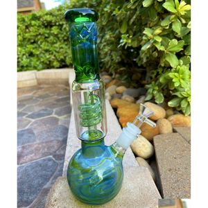 Herb Grinder 26Cm Bong in vetro da 11 pollici Verde Vintage Colori assortiti Narghilè Twisted Filter Tube Oil Rigs Bubbler Water Pipe Bong 14Mm Dhref