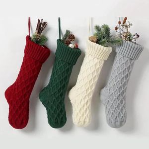 Ny personlig högkvalitativ stickad julstrumpa presentpåsar stickade dekorationer xmas socking stora dekorativa strumpor
