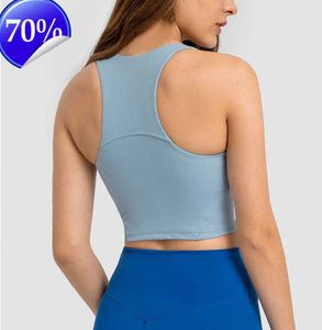 LU-07 Racerback Yoga Canotte Donna Fitness Senza maniche Cami Top Camicia sportiva Slim a costine da corsa Camicie da palestra con reggiseno incorporato bdfg