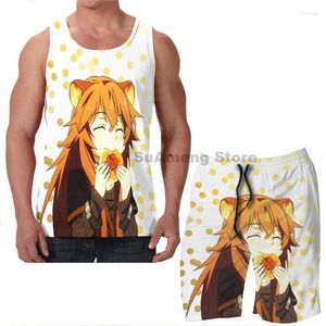 Men's Tracksuits Summer Funny Print Men Tank Tops Women Raphtalia The Rising Of Shield Hero Beach Shorts Sets Fitness Vest