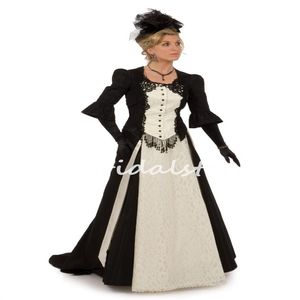 Schwarz-weißes Gothic-Hochzeitskleid, viktorianisches Treiben, Spitze, böhmisches Landbrautkleid, Renaissance-Kirche, mittelalterliche Brautkleider, Hippie-Roben von Mariee 2023