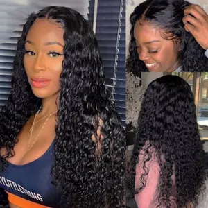 Natural Black Curly HD Lace Frontal Wig For Women Human Hair 13x4 HD Pre Plucked Transparent Lace Wigs