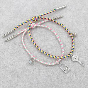 Link Bracelets Wish Card Colorful Rope Couple Bracelet Creative Hand-woven Keylock Pendant Hand For Girlfriends Friends