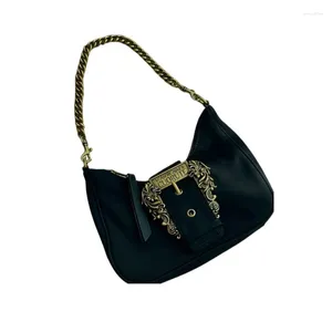 Evening Bags Satchels For Women 2023 Baroque Metal Large Mouth Handbag Antique Copper Nylon Chain Bag Capacity