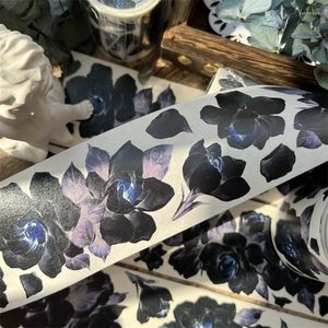 Hediye Sargısı Orijinal Gardenia Vintage Çiçek Washi Pet Bantlar Beyaz Siyah Arka Plan Yapışkan Çıkartmalar Planlayıcı Scrapbooking Sanat Tedarik