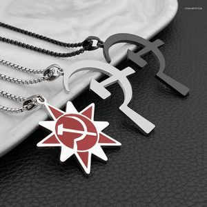 Hänge Halsband Rostfritt stål USSR Symbol Hammare Scythe Kalla Kriget Sovjet Halsband Kvinnor Män Punk Smycken Sickle Party Present 50cm