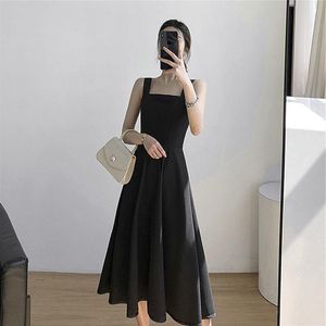 Cardigans French Retro Suspender Dress Elegant Women's 2022 Spring and Summer Sundress Sexig Hepburn Black Tank Dress Dresses for Women