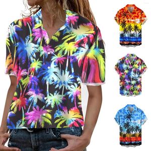 Bluzki damskie Harajuku T Shirt Funky hawajska bluzka z kieszenią z przodu kobiety 2023 liście kwiaty nadruk ananasa koszule Camisas De Mujer