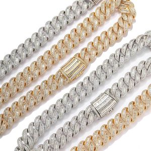 15MM 20MM Hip Hop Iced Out Kubanskt Halsband Mixed T Cubic Zircon Kubansk Herrhalsband Bling Smycken Present