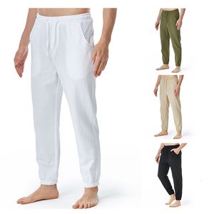 Men s Pants Mens Linen Cotton Casual Loose Track Cargo Lightweight Elastic Waist Yoga Sports 230707