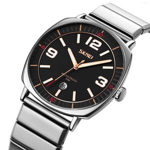 Relógios de pulso SKMEI Relógios de quartzo de luxo para homens à prova d'água Data Luminoso Mãos Moda Relógio de pulso Pulseira de Aço Inoxidável Original Reloj