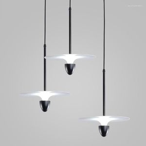 Подвесные лампы творческий минималистский черный железный акриловый столовый лампа