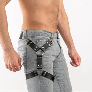 Belts Gay Leather Belt Leg Harness With Adjustable Strap Hook Lingerie Punk Rave Gothic Body Bondage Clothes Sexual Man