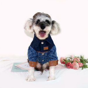 Ny höst och vinter jeansjacka för hund Värme bomull vadderade husdjurskläder Mjukt mode Cool design hundkappa Fadou Bulldog Welsh Corgi