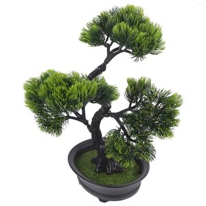 Flores decorativas Acessórios Decoração de mesa Plantas de mesa falsas Árvore Bonsai Enfeites de imitação de pinho artificiais Topo