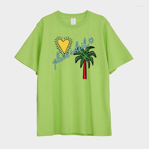 Damen T-Shirts American Vintage Soleil Grafikdruck für Damen Lose Rundhalsausschnitt Kurzarm T-Shirts Sommer Lässig Schwer