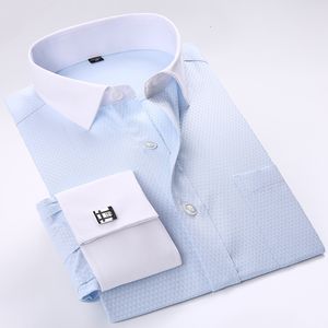 Men's Dress Shirts Men French Cufflinks Long Sleeve Tuxedo Male Brand Slim Fit Cuff 230707