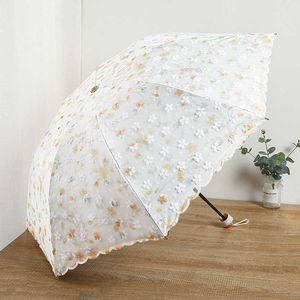 Regenschirme Mode doppelschichtige Spitze Blumen faltbare Regenschirm Sommer Outdoor Sonnenschutz UV-Schutz faltbare sonnige Regenschirm