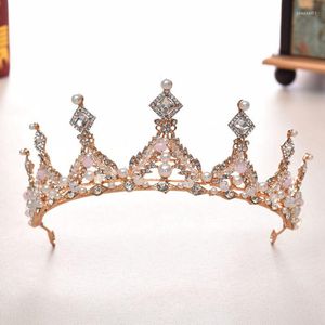 Grampos de cabelo TANGTANG Coroa Headwear Rose Golden Hairbands Princesa Casamento Acessórios Casamento Beleza Para Sempre Jóias Bijoux