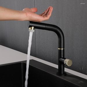 Kitchen Faucets Pull Out Faucet Sensor Sensitive Touch Control Mixer Black Tap
