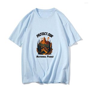 Mens t Shirts Protect Our National Parks 2023 Summer Men Tees Korean Style O-neck Print Short Sleeve T-shirt Casual Loose Tops Male