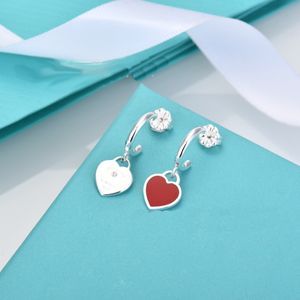 Joyas de diseñador de alta calidad Pendientes de aro T1 en plata de ley con mini pendientes de diamantes para mujer Regalo de fiesta de fiesta de compromiso con caja