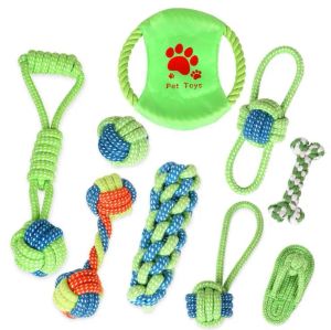 9 st/set Interaktivt hundleksakspaket Pet Chew Toy Pet Molar Toy Tvättbar bomullsrep Leksaker Valp Bandleksaker Husdjurstillbehör