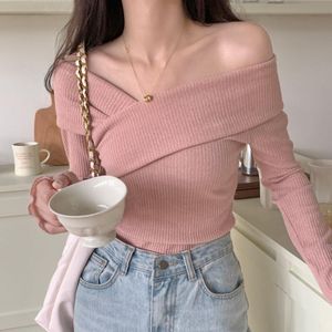 Suits Irregular Pullovers Women Slim Solid Elegant Sexy Korean Fashion Style Cute Long Sleeve Sweaters Haruku Y2k Clothes Pull Femme