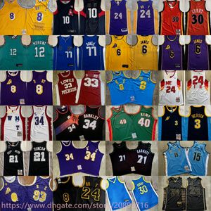 Autentyczny podwójny haftowany klasyczny Retro West Basketball Dennis Rodman Jersey Ray Allen Iverson Luka Nowitzki Doncic Jokic Carmelo Anthony Hakeem Olajuwon