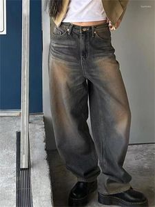 Kvinnors jeans 2023 vintage y2k kvinnor koreanska streetwear baggy hög midja rak bred benbyxa denim byxor fairy grunge alt kläder