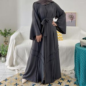 Odzież etniczna otwórz Abaya Kimono dubaj turcja plisowana hidżab sukienka muzułmańska Kaftany dla kobiet suknie wieczorowe islamska szata Femme Musulmane