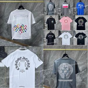 Ch masculino verão coração clássico luxo t camisas designer cromos moda topos qualidade tees ferradura cruz polos t-shirts 78f