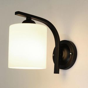 Wall Lamp Nordic European Style LED Glass Lampshade Indoor Iron Bedside For Room Corridor Stairs