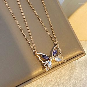 Hänge Halsband Guldfärg Hollow Butterfly Halsband Zirconia Par Magnetisk Choker Chain Födelsedagspresent för flickor