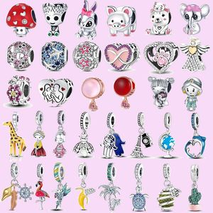 925 sterling silver charms for jewelry making for pandora beads Bracelet Colgante Sparkling Rainbow Balloon Love Heart charm set