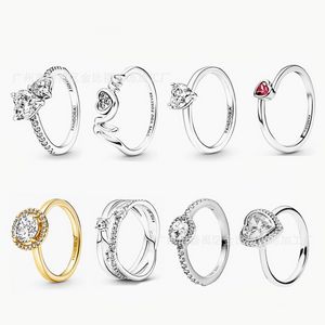 925 Sterling Silver Nowy modny damski pierścionek Nowy lśniący podwójny pierścionek z sercem Okrągły pierścionek w kształcie serca Nadaje się do oryginalnej Pandory, specjalny prezent dla kobiet