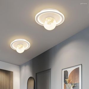 Avizeler Ay Giriş Işık Modern Led Avize Oturma Odası Koridor Ev Dekor Beyaz Renk Ampulleri Lamba Kapalı Aydınlatma Armatürleri