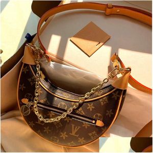 Evening Bags Size 23X7X13Cm Luxury Shoder Bag Designers Handbags Purses Brown Flower Women Tote Brand Letter Leather Crossbody Plaid Dhex0