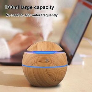 Umidificatori Umidificatore creativo Grano di legno Usb Lampada colorata Umidificatore d'aria per ufficio Palla Tendone Diffusore di aroma diffuso di olio essenziale