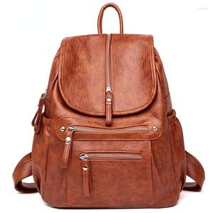 Sırt çantası kadın yüksek kaliteli deri sırt çantaları vintage kadın omuz çantası kese bir dos seyahat bayanlar çantası mochilas okul çantaları kızlar için