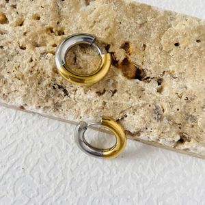 Orecchini a cerchio una coppia oro argento doppio colore lucido lega circolare personalizzato versatile semplice gioielli di moda classici