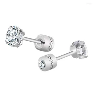 Orecchini a bottone 2 pezzi placcati in argento con zirconi cubici per donna uomo gioielli in acciaio inossidabile misura 2-6 mm