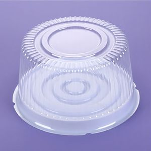 Hot selling circular cake tray with lid, customized food cake plastic packaging