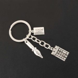 1Pc New Teachers' Day Ruler Pen Keychain Student Love Foever Heart Chic Red Apple Keyring S Hool Party Thanksgiving Gift Car Keychain