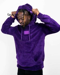 2023 Custom Mens Trendy Purple Fluffy Satin Lined Winter Warm Soft Plush Thick Teddy Bear Fleece Hoodies For Men