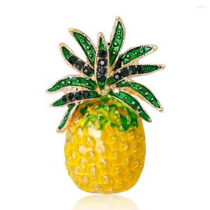 Brooches Rhinestone Pineapple For Women Enamel Summer Fruits Clothing Accessories Office Party Casual Brooch Pins Gifts