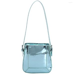 Evening Bags Women Crossbody Bag Large Capacity PU Shoulder Solid Color Underarm Glossy Patent Leather Simple Female Commuter Handbag