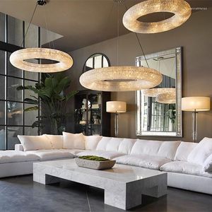 Pendant Lamps American Luxury Loft Led Chandelier Modern Living Room Lights K9 Crystal Suspend Lamp Home Decor Indoor Lustre Fixtures