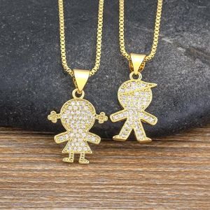 Chains AIBEF Boy Girl Copper CZ Necklace Women Gold Color Children And Mother 's Day Lucky Choker Chain Pendant Crystal Jewelry Gift