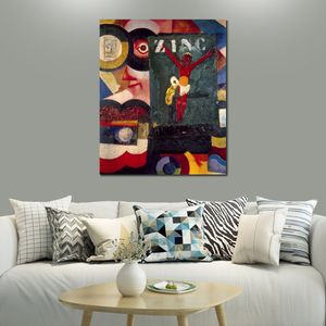 Abstract Canvas Art Zinc 1917 Souza Cardoso Handcrafted Oil Painting Modern Decor for Studio Apartment